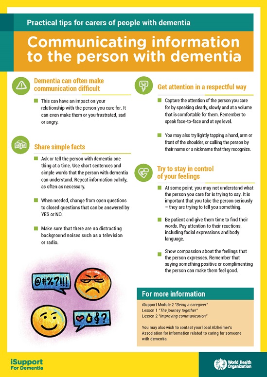 Communicating information to the person with dementia - dementia poster