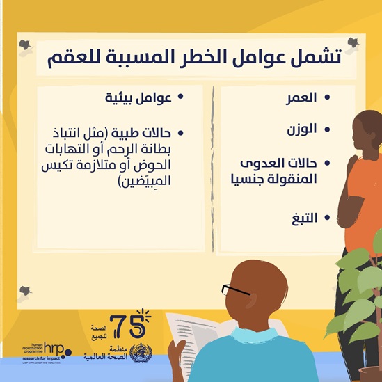 تشمل عوامل الخطر المسببة للعقم