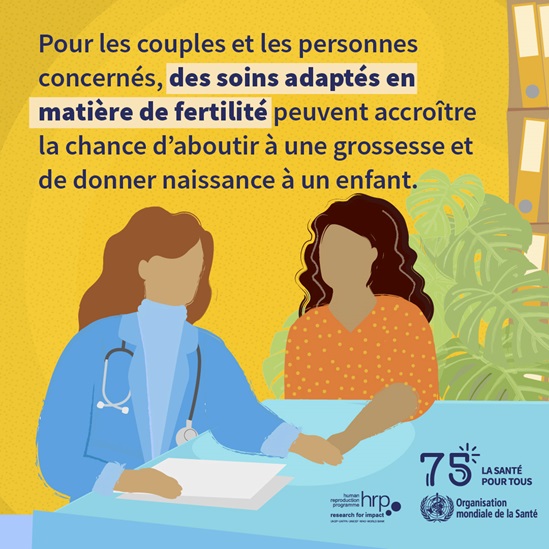 Infografie : Pour les couples et les personnes concernés, des soins adaptés en matière de fertilité peuvent accroître la chance d'aboutir à une grossesse et de donner naissance à un enfant.