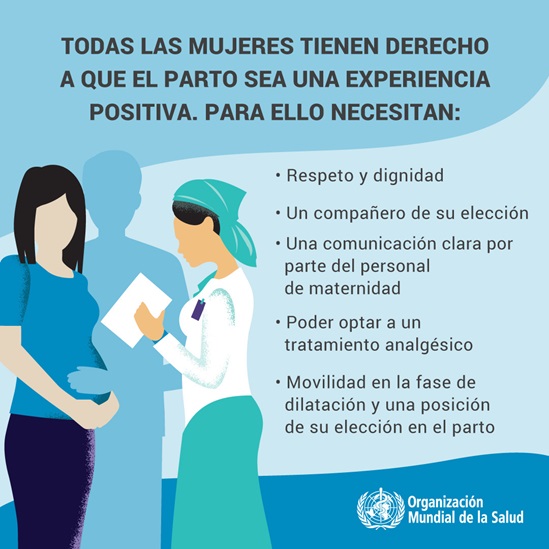 Infografía : Todas la mujeres tienen derecho a quel el parto sea una experienca positiva