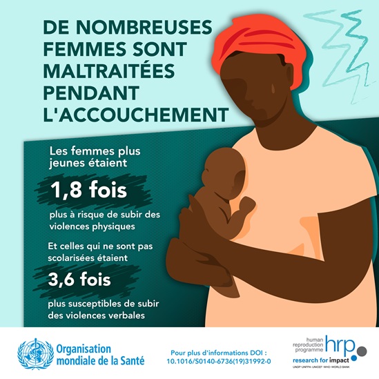 Infographie: Jeunes femmes plus à risque de subir des violences physiques et verbales durant l'accouchement