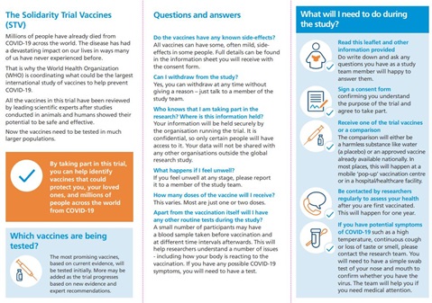 Solidarity Trial Vaccines information leaflet