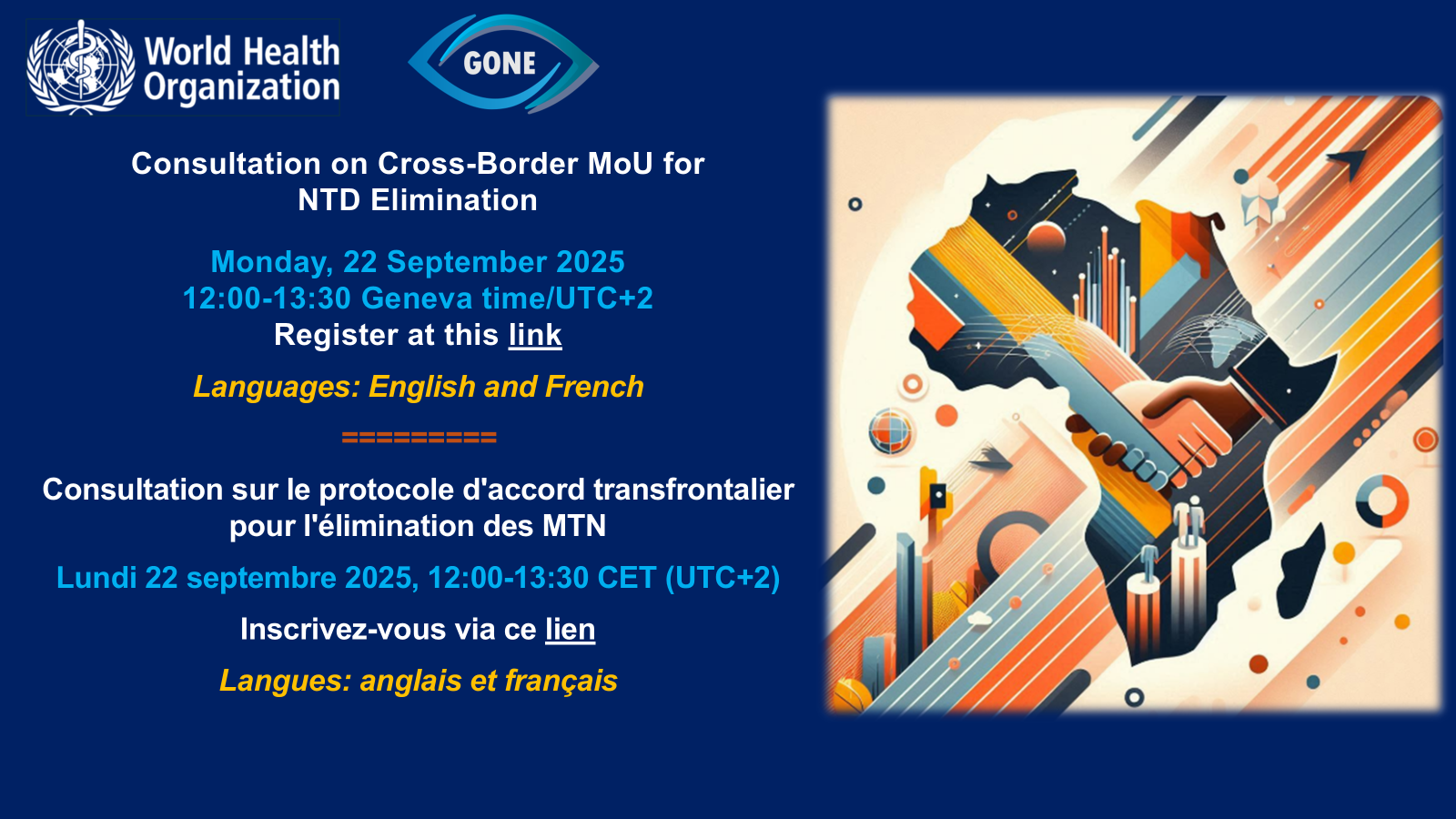 Banner for consultation on cross-border Memorandum of Understanding (MoU) for neglected tropical disease elimination, 22 September 2025