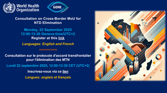 Banner for consultation on cross-border Memorandum of Understanding (MoU) for neglected tropical disease elimination, 22 September 2025