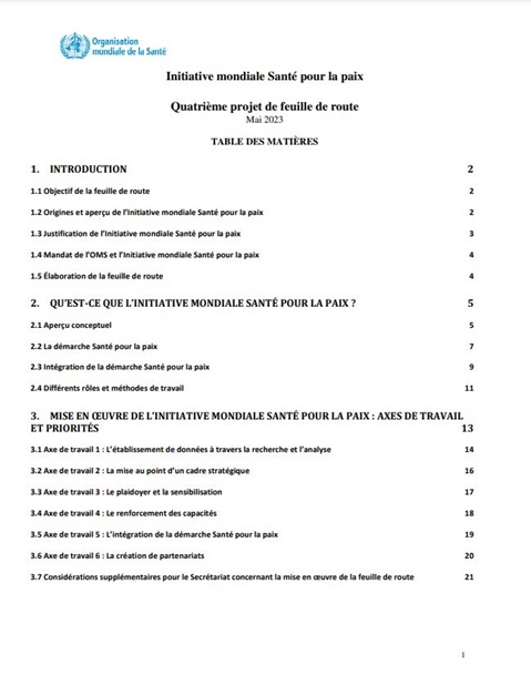 Initiative mondiale Santé pour la paix: Quatrième projet de feuille de route