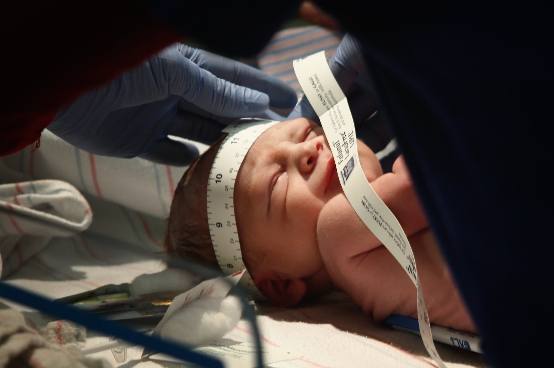 Checking for microcephaly Credit Amanda Gillispie Baby's head measurement
