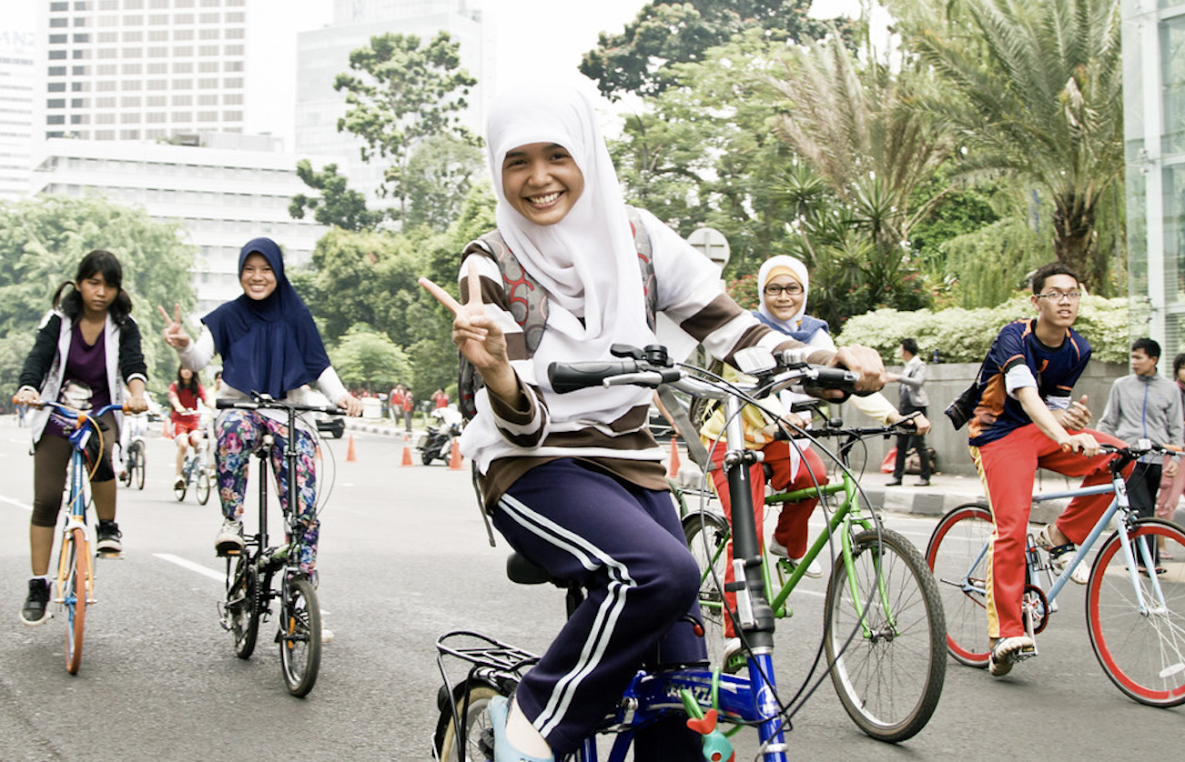 Teenagers on bike