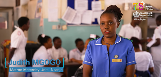A midwife explains the improvement of quality of care for maternal, newborn, and child health services in Malawi, 18 Aug 2023.