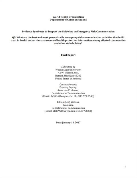 Systematic Review Question 5 / Wayne State University
