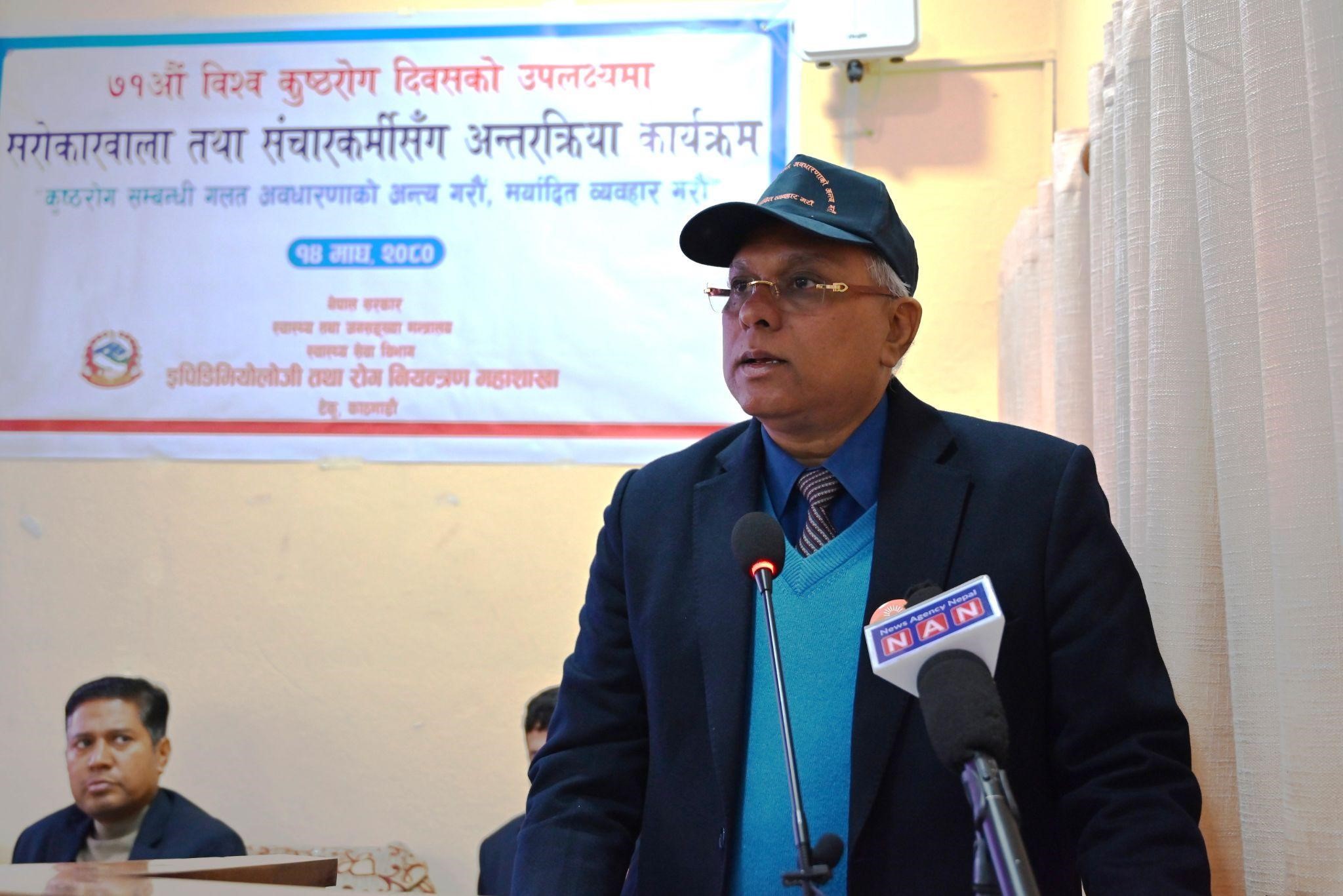 Dr Rajesh Sambhajirao Pandav, WHO Representative to Nepal, sharing his remarks during the commemoration of 5th Neglected Tropical Disease Day and 71st World Leprosy Day in Bagmati Province, Nepal