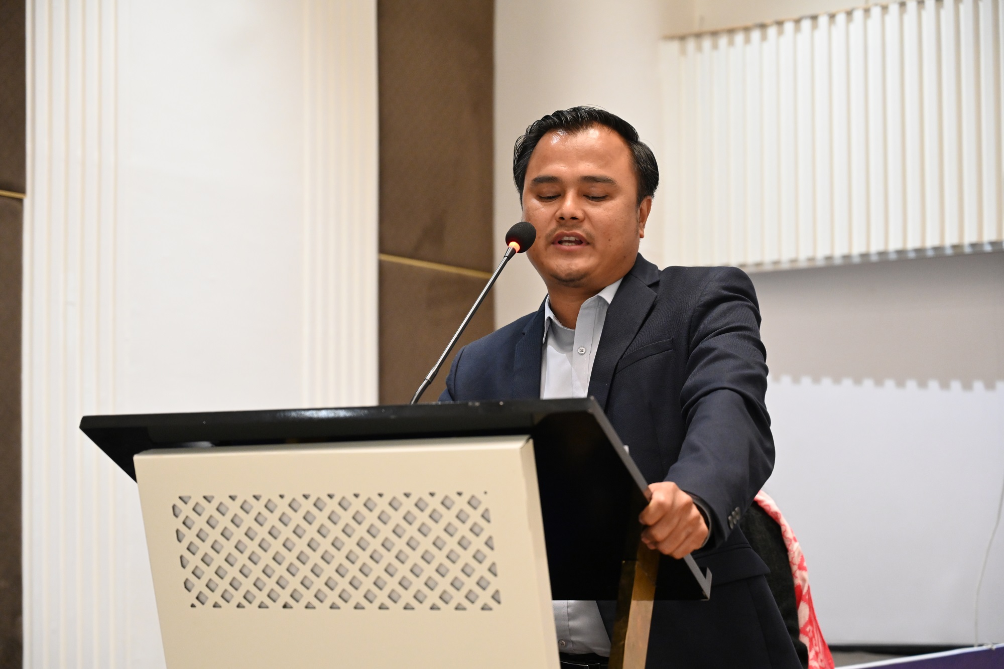 Director of the National Tuberculosis Control Center, Ministry of Health and Population, providing his remarks at a meeting to enhance the skills of clinicians and program managers for introduction of the new regimen for MDR-TB treatment in Nepal