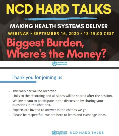 NCD Hard Talks Webinar: Biggest Burden, Where's the Money?: Presentation slides
