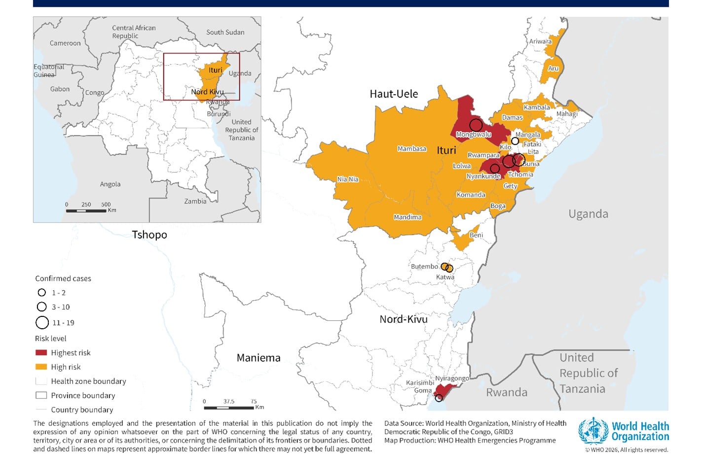 Figure 2 Risk mapping of Health Zones in DRC as of 21 May 2026