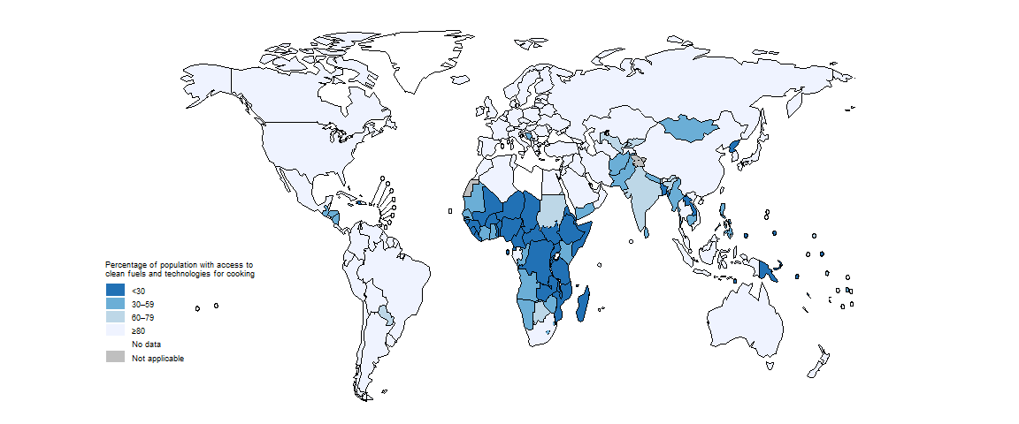 fig_5-3--5a-1 Map for selected SDG indicators beyond SDG 3 in high TB burden countries - Access to clean cooking fuels