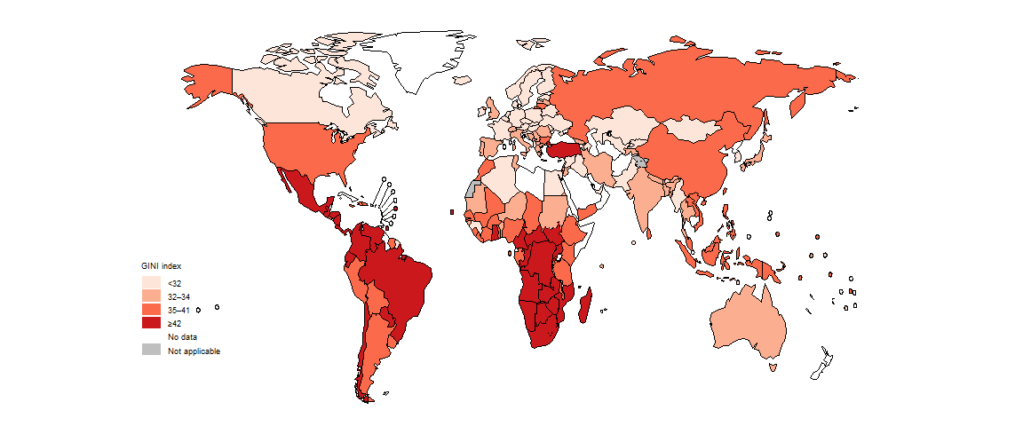 fig_5-3-5b-1 Map for selected SDG indicators beyond SDG 3 in high TB burden countries - Income inequality