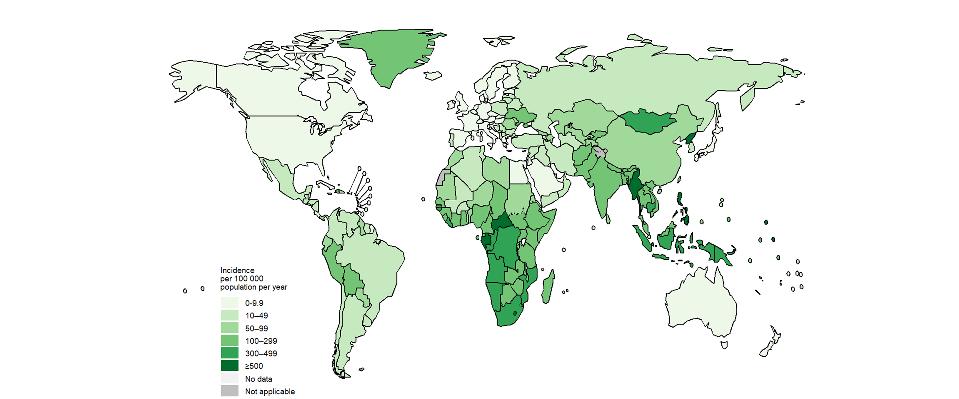 Estimated TB incidence rates, 2023 Estimated TB incidence rates, 2023