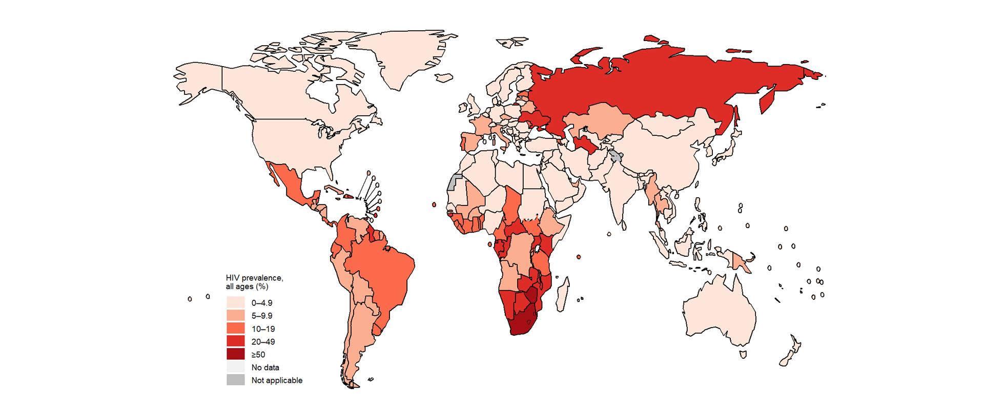 Estimated HIV prevalence in people with a new episode of TB (new or relapse cases), 2023 Estimated HIV prevalence in people with a new episode of TB (new or relapse cases), 2023