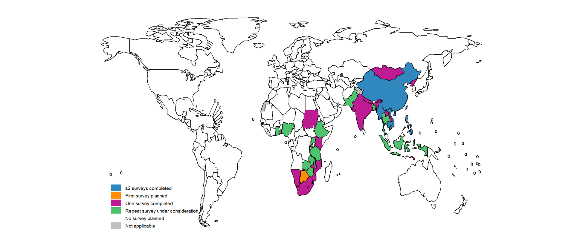 fig_1-4-2-1 Map of countries involved in national TB prevalence surveys