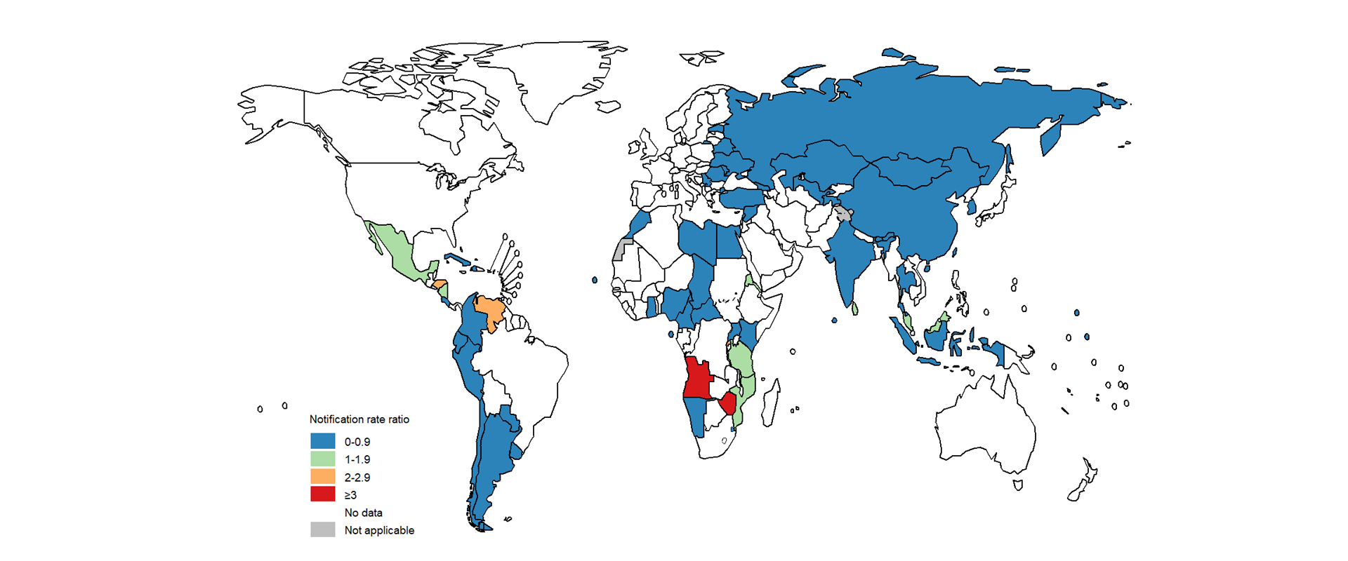 fig_3-13-1 Map showing ratio of TB notification rates among health care workers to those among the adult population