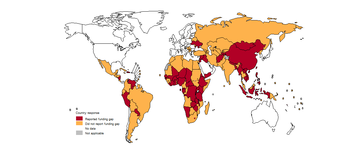 fig_4-1-7 Map showing which countries reported funding gap