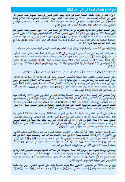 تقرير السل العالمي 2025: أهم النتائج والرسائل