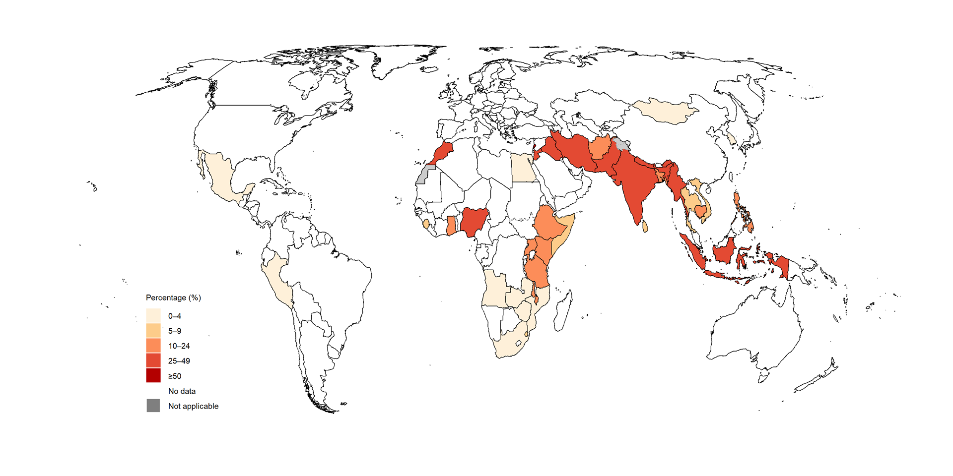 Map showing percentage of private public mix