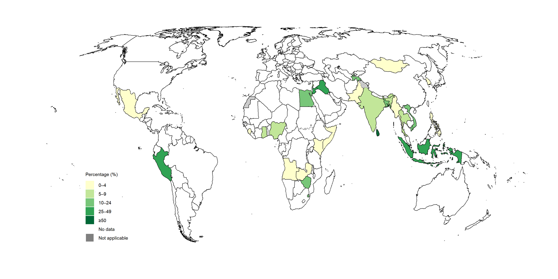 Map showing percentage of private public mix