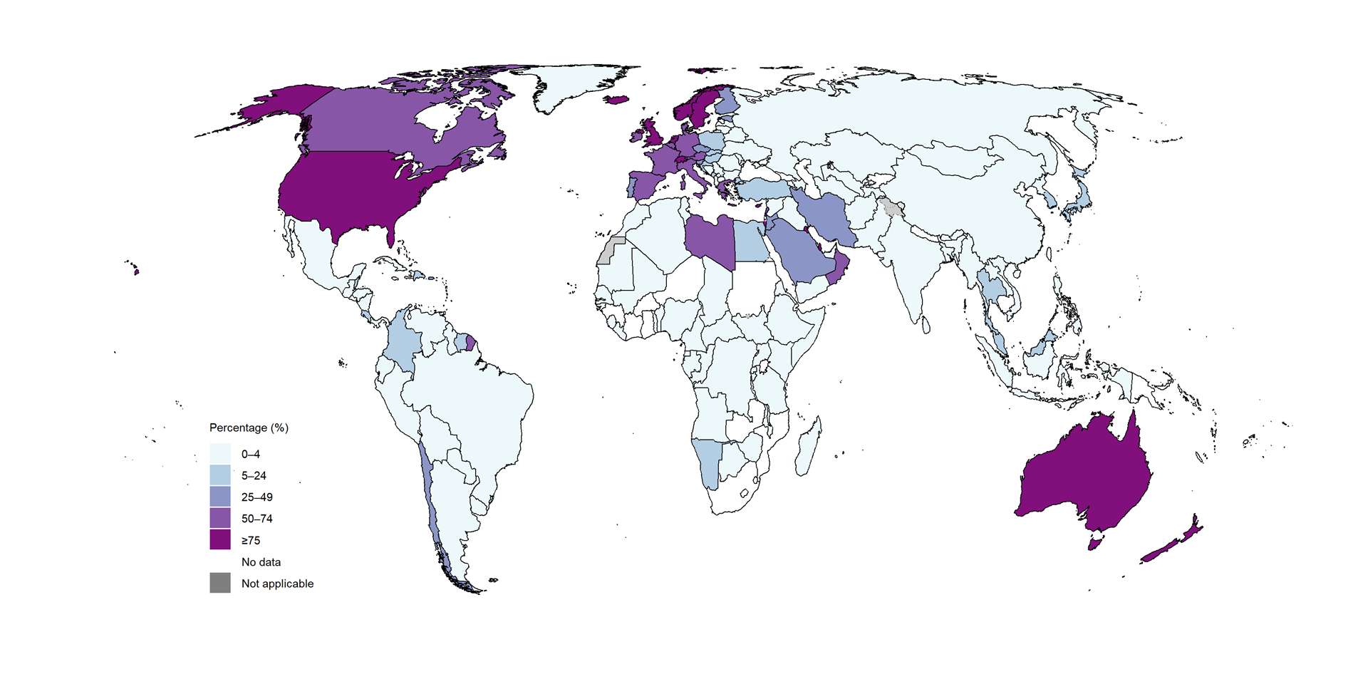 Map showing percentage of foreign born cases