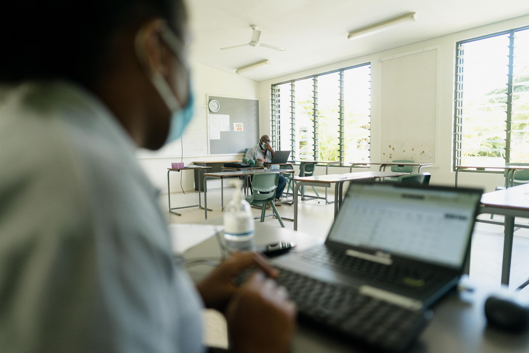 Staff support contact tracing efforts during Vanuatu’s first COVID-19 outbreak in April 2022.