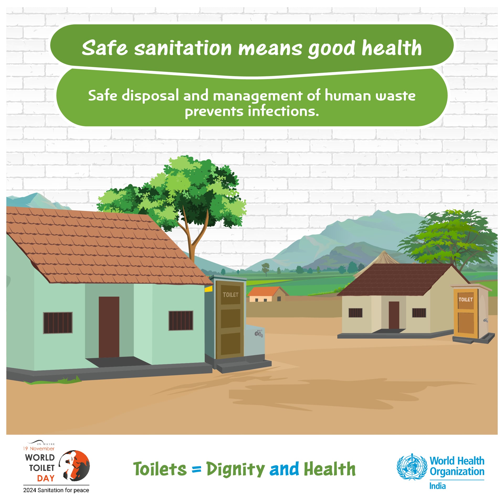 illustration showing safe sanitation means good health