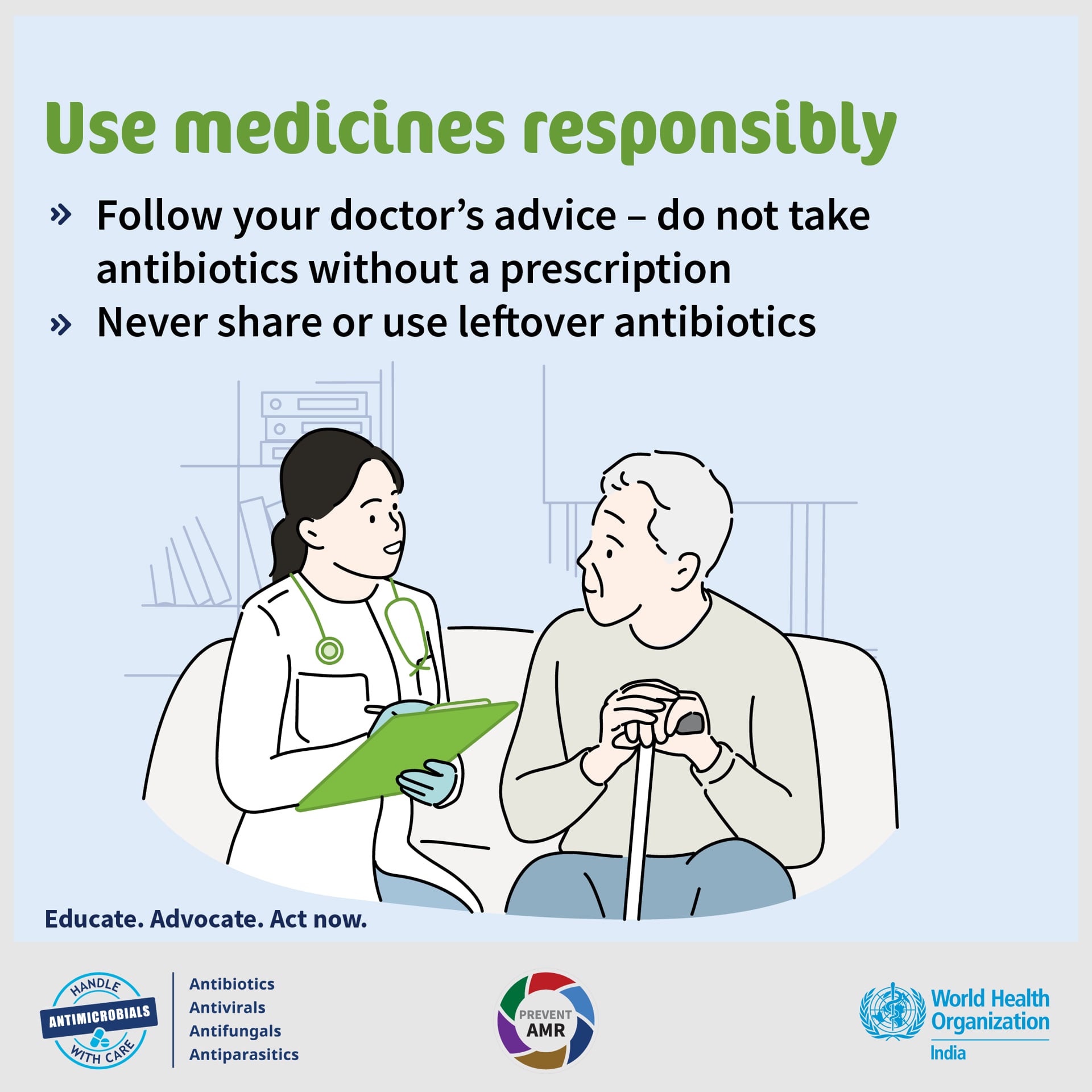 Social media tile showing how to use medicine responsibly