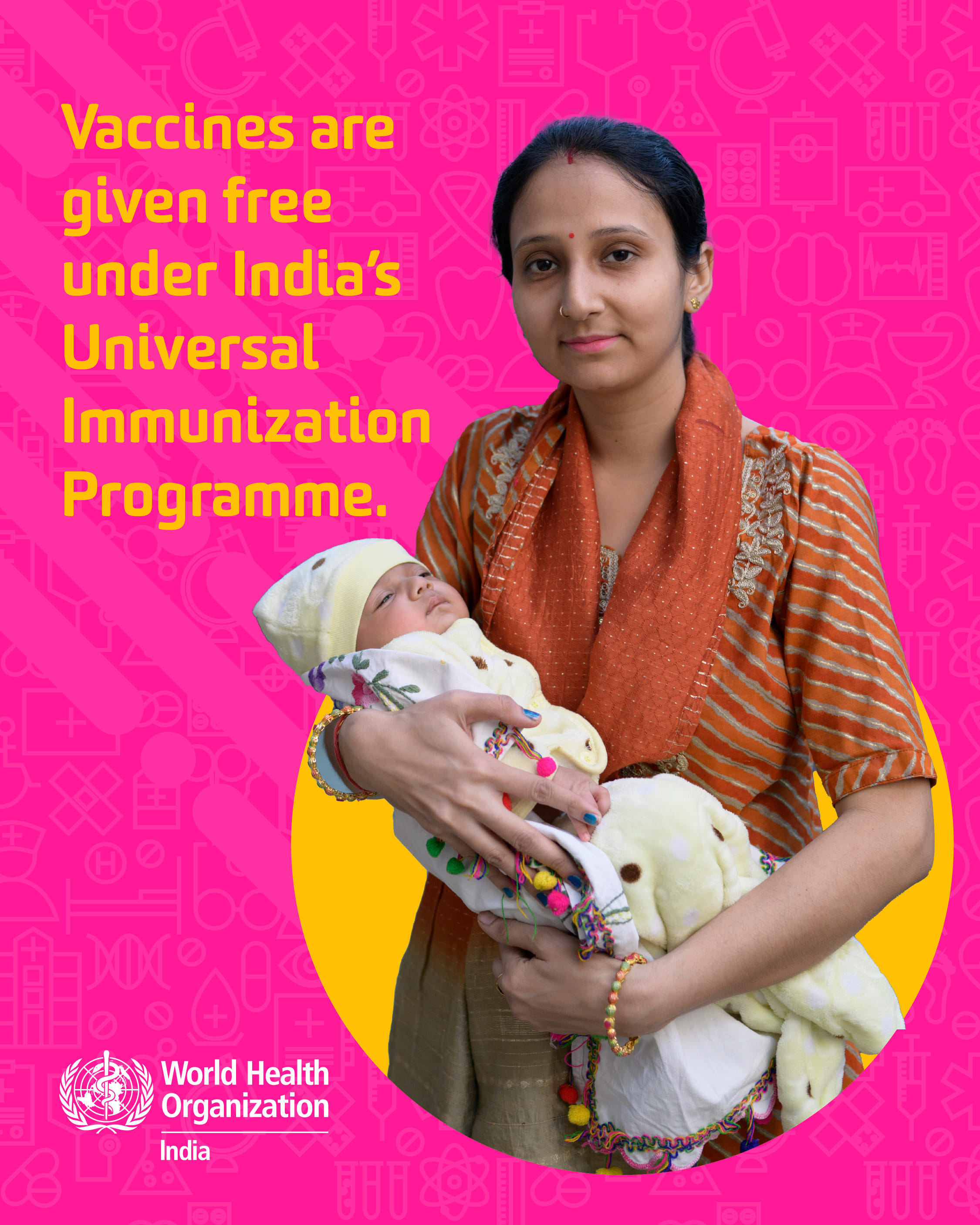 Poster promoting free vaccines under India's Universal Immunization Programme.