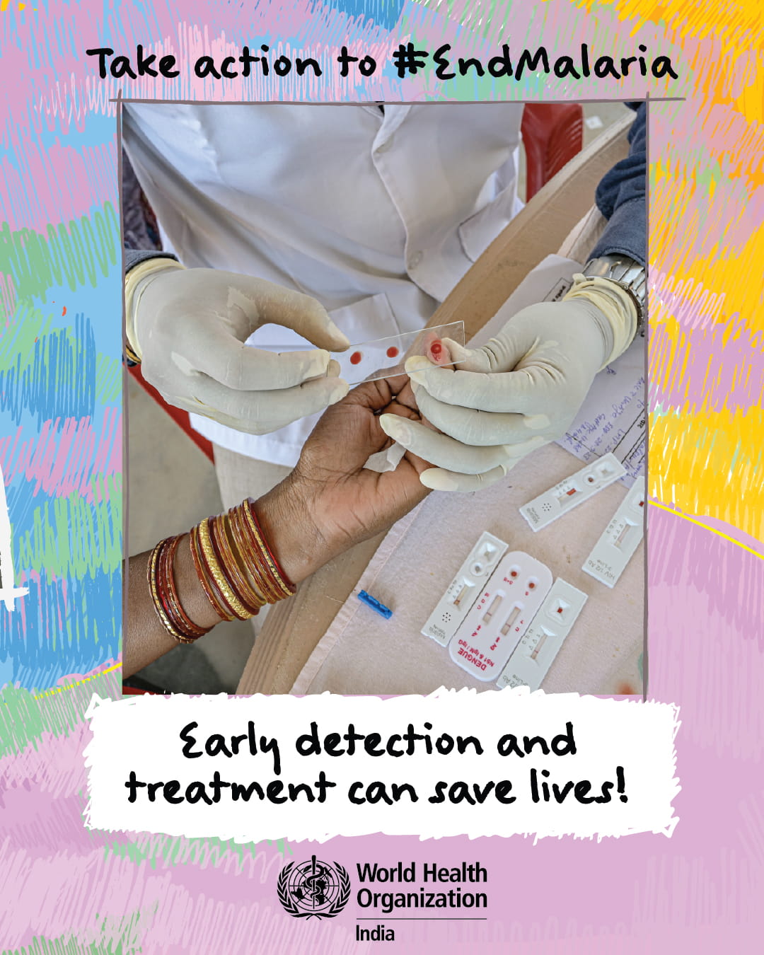 Healthcare worker performing a blood test on a person's finger