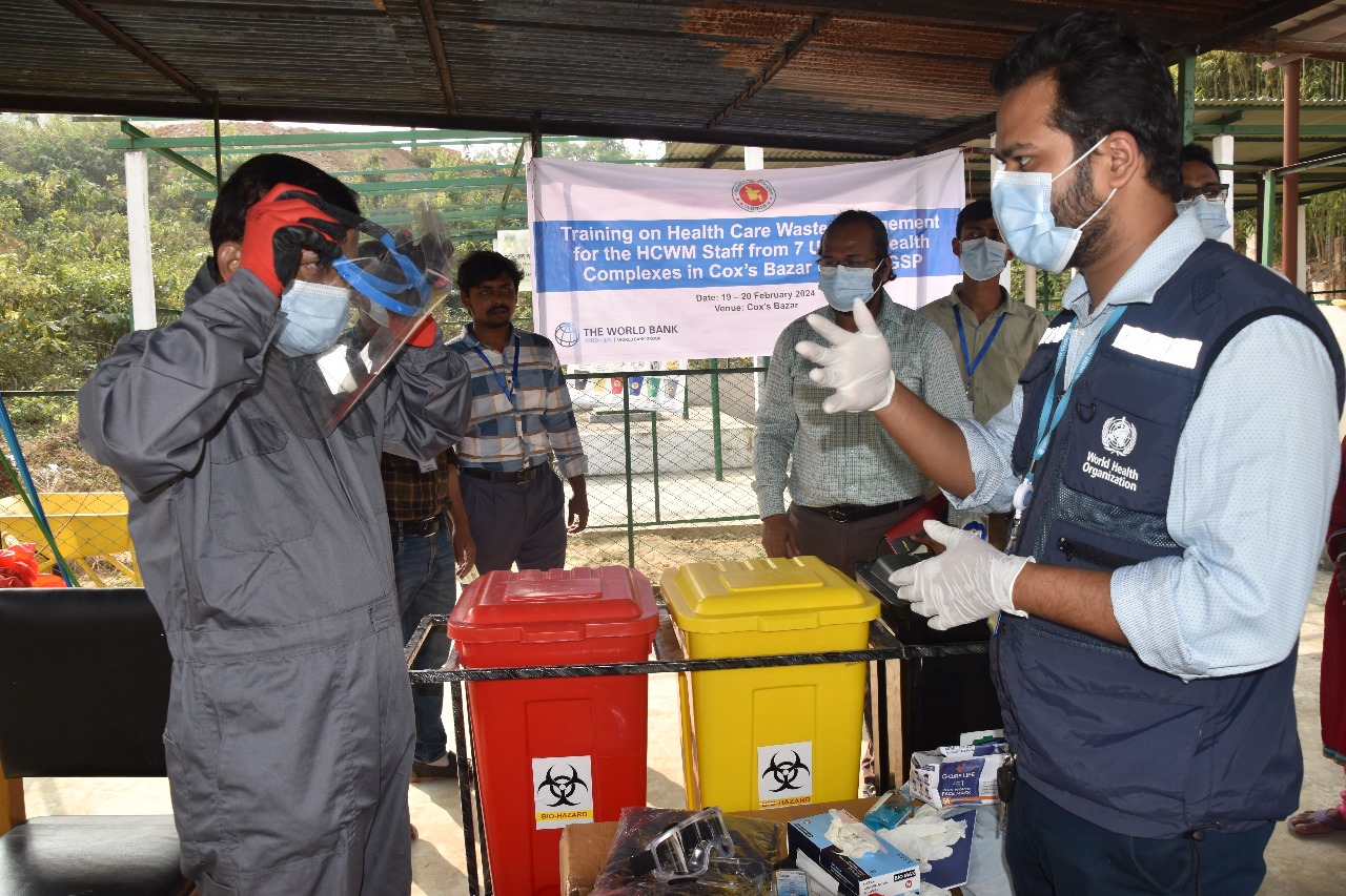 Hands-on training on donning and doffing HCWM protective equipment