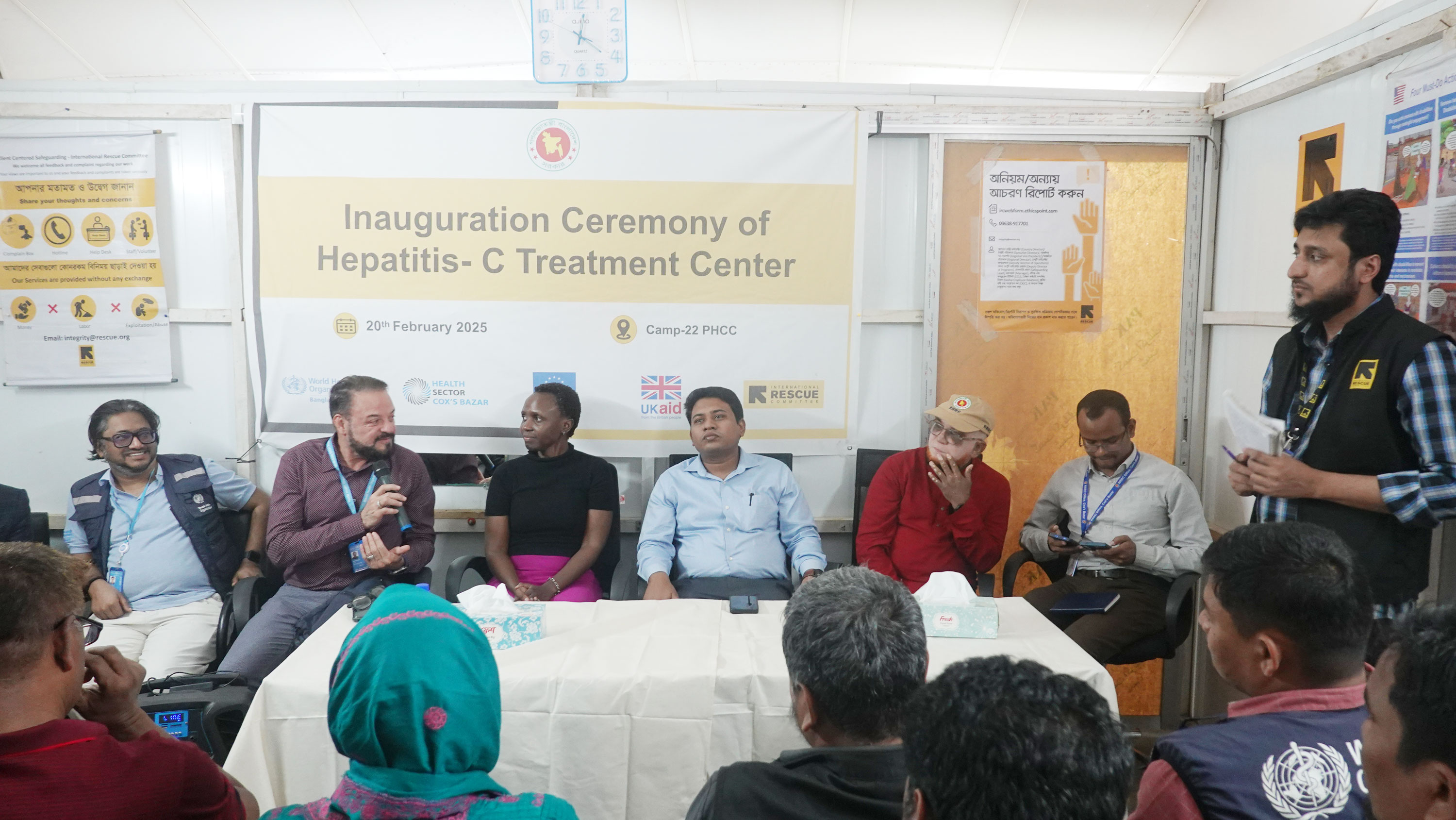 Dr Jorge Martinez, WHO’s Cox’s Bazar Head of Sub-Office, urges behavioral change in the fight against hepatitis C at the IRC Treatment Centre inauguration