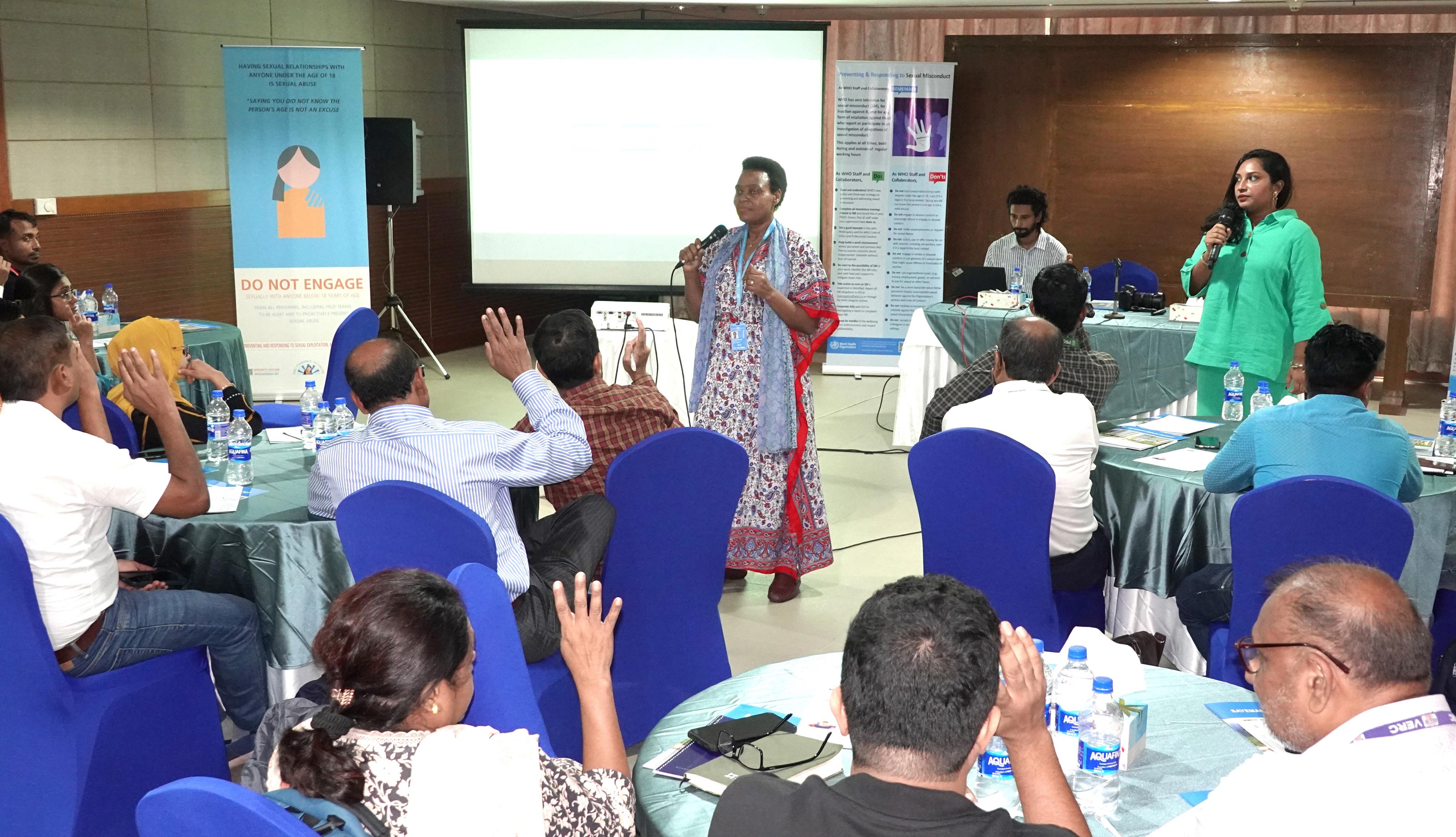 Participants engaging in an interactive session, sharing expectations for training in Cox’s Bazar, Bangladesh
