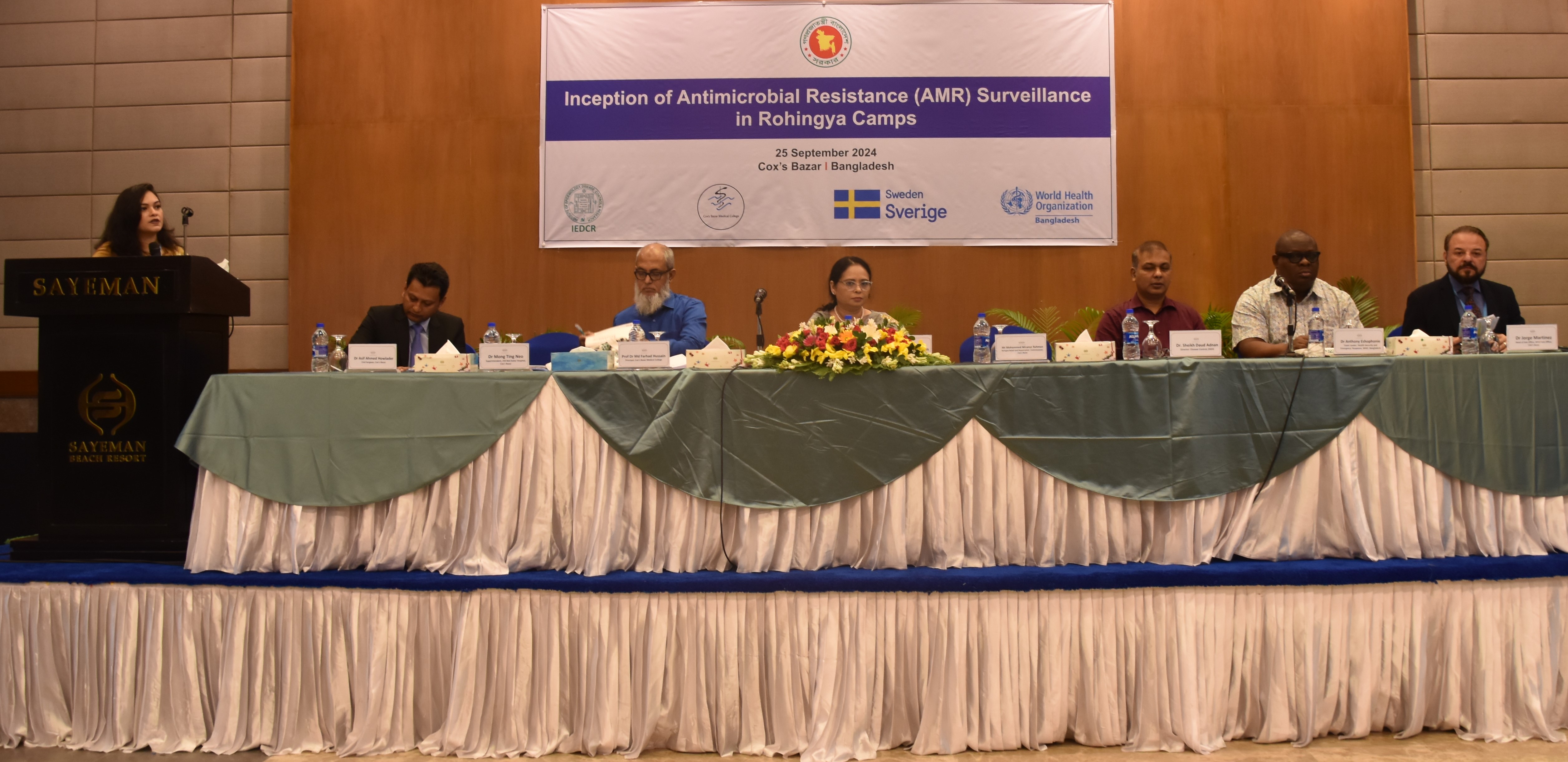 WHO technical staff and government representatives at the launch event for AMR initiative in Cox's Bazar