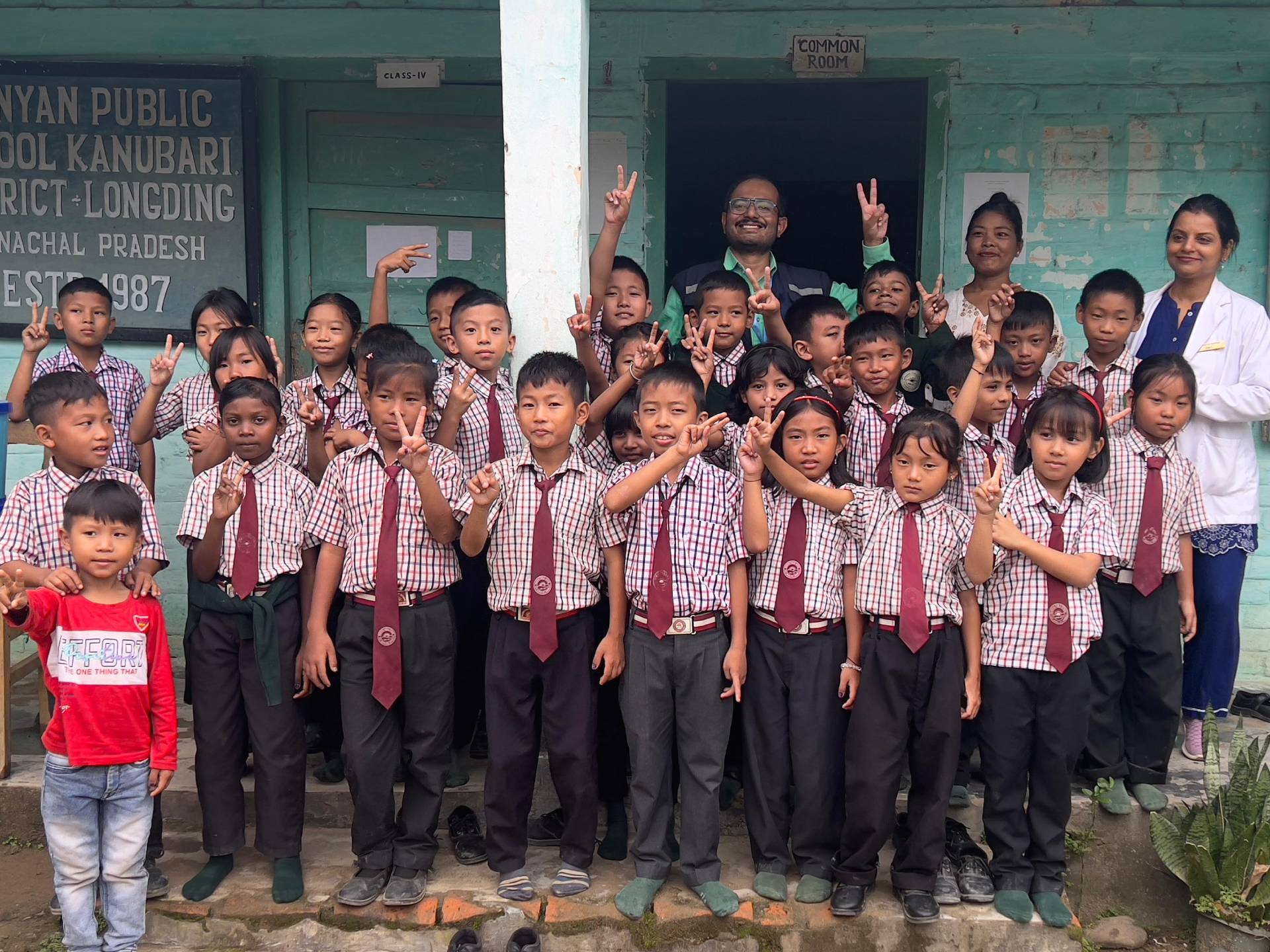 WHO-NPSN team monitoring school immunization sessions during measles-rubella campaign in Longding district.