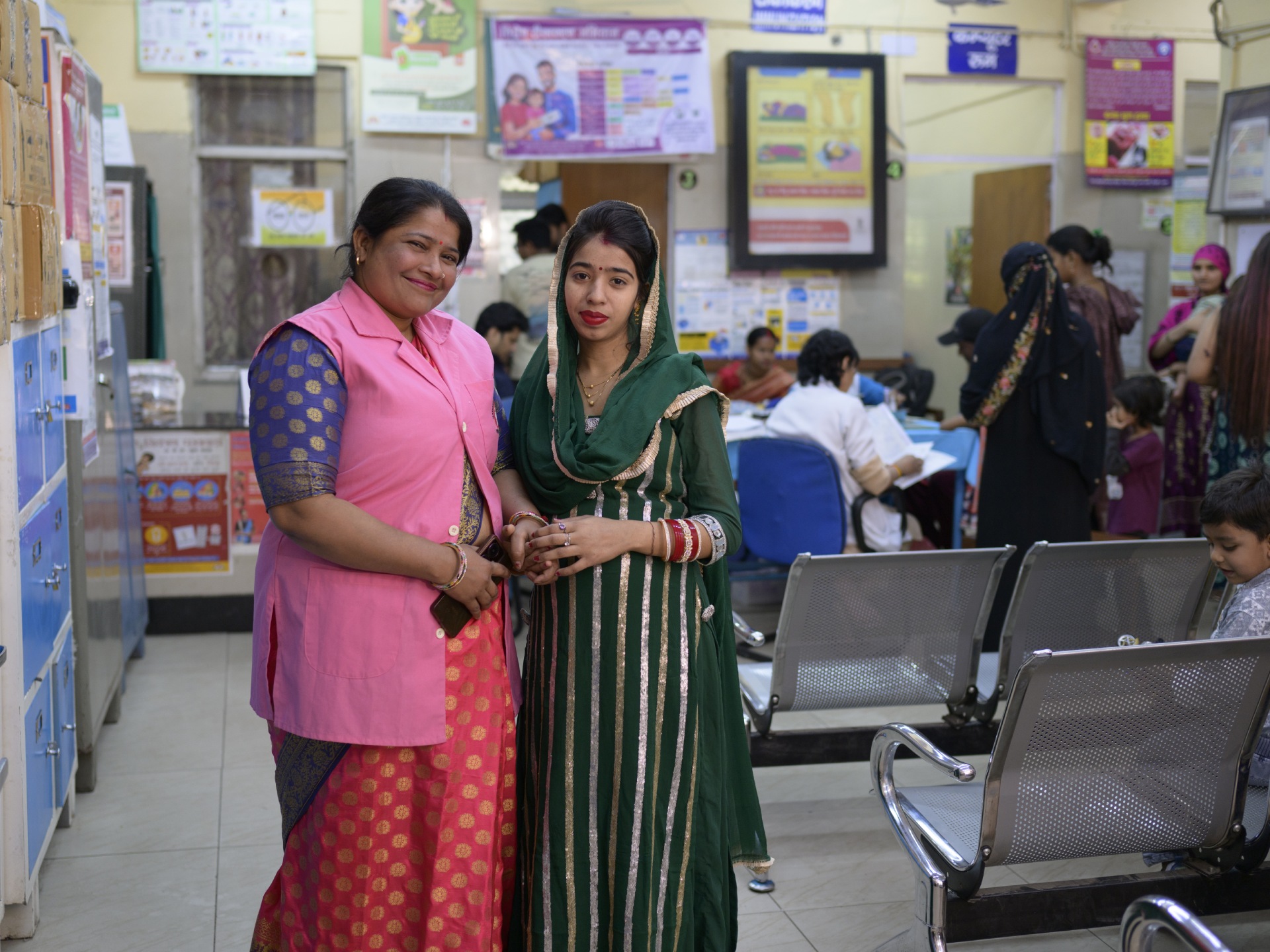 As an ASHA (accredited social health activist), Ms Kavita ensures Mrs Vidhi, who is pregnant with her first child, receives her due health check-ups and vaccinations for a safe pregnancy