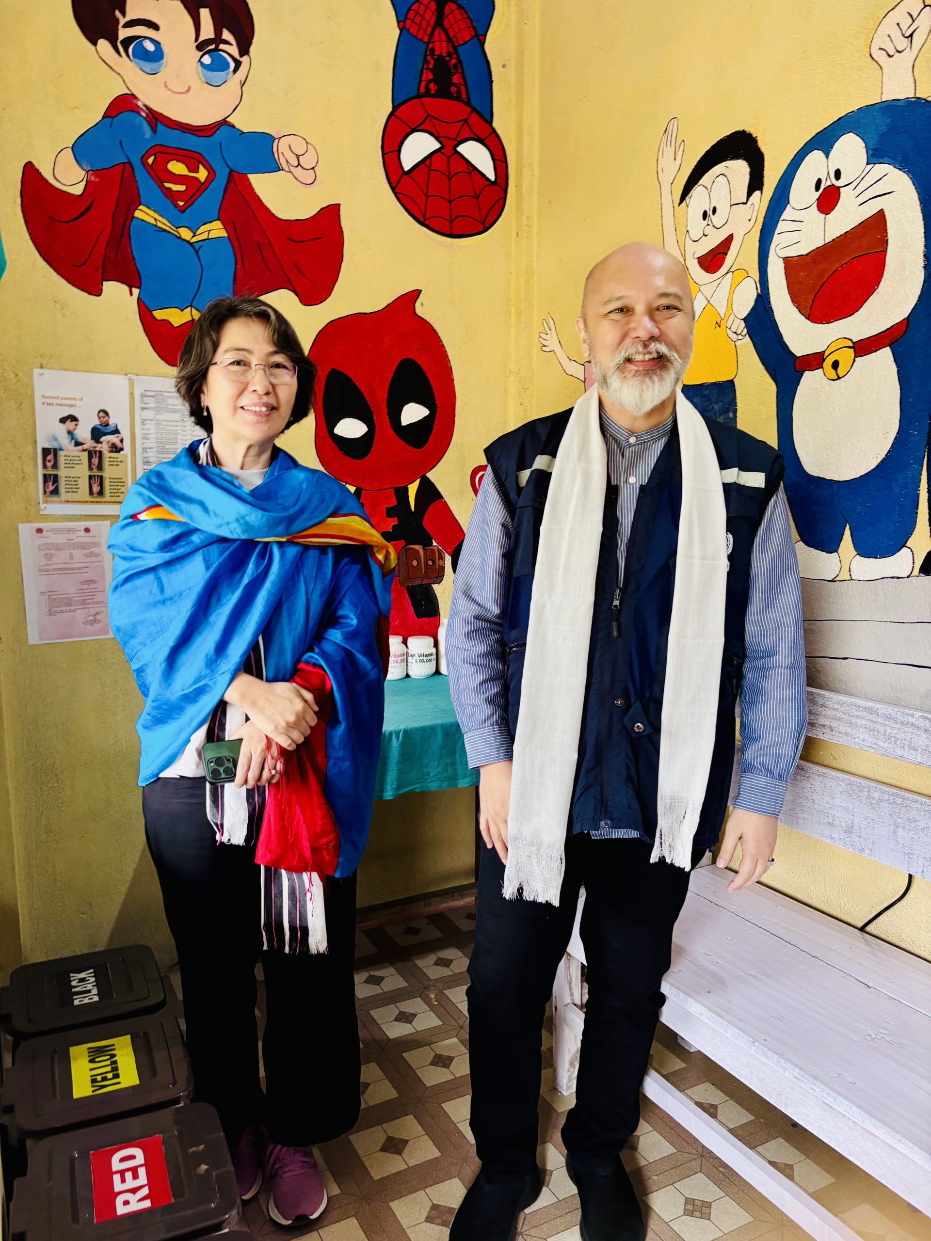 Deputy WHO Representative Ms Payden and WHO Representative to India Dr Roderico H. Ofrin at Primary Health Centre Yachuli