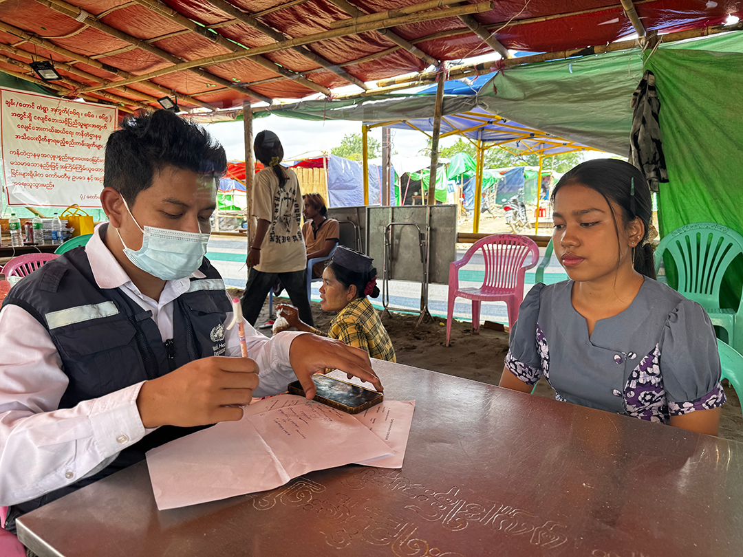 an eighteen-year-old volunteer from Mandalay Kan Ywar earthquake relief camp