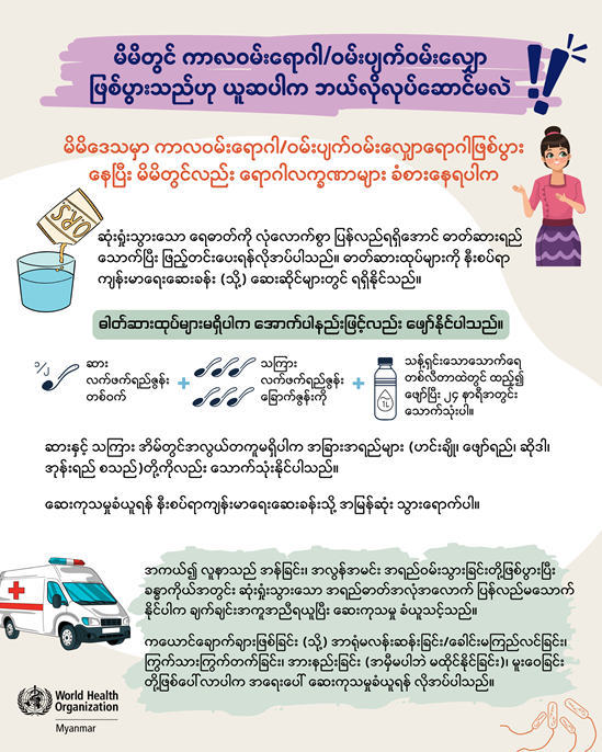 Acute watery diarrhoea and cholera social media card in Myanmar language
