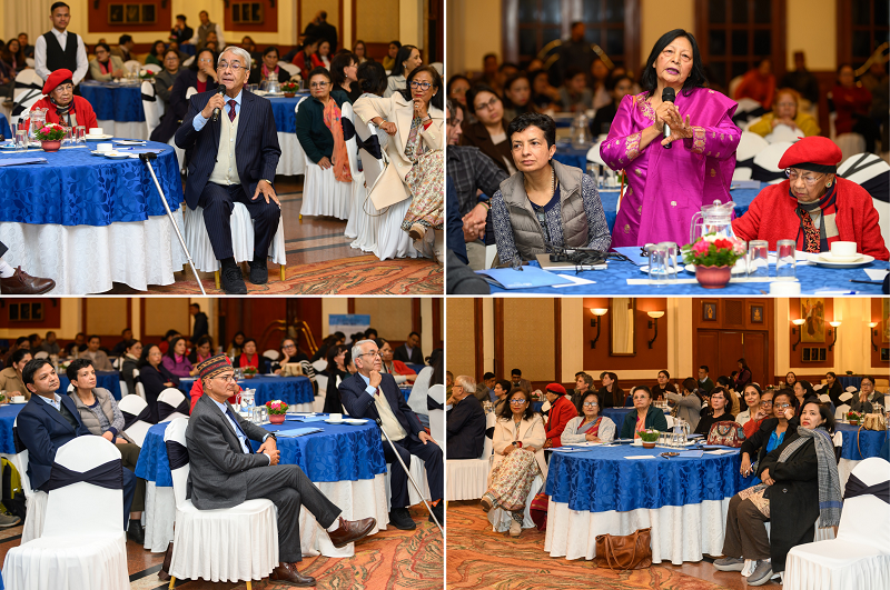 A collage of participants discussing strategies to address challenges and enhance coverage to ensure the campaign's success at the advocacy meeting for the integration of HPV vaccination in the national routine immunization program in Nepal