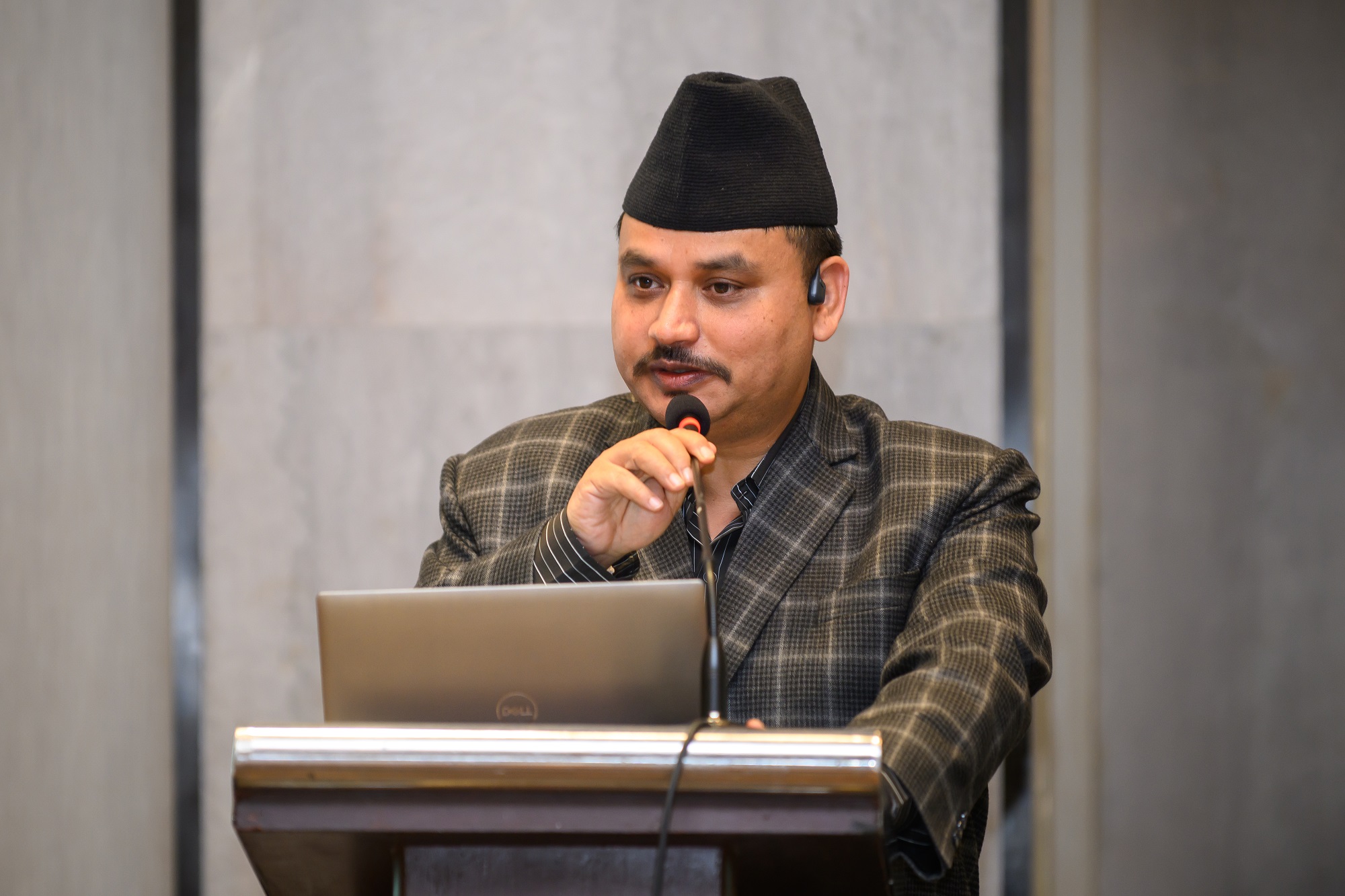 Dr Anil Karki, President of Nepal Medical Association, providing his remarks at the programme.