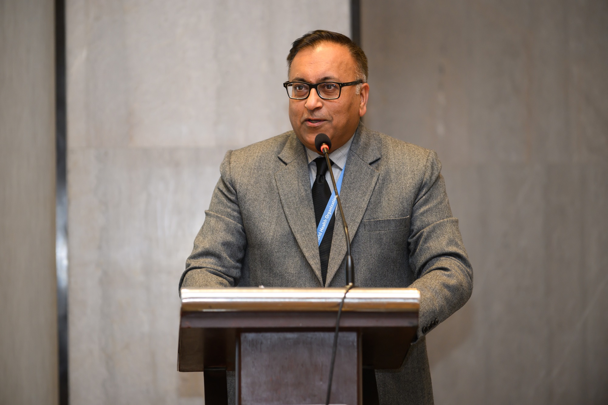 Dr Balwinder Singh, Team Lead for Immunization Preventable Diseases (IPD) team at WHO Country Office for Nepal, providing his remarks at the programme.