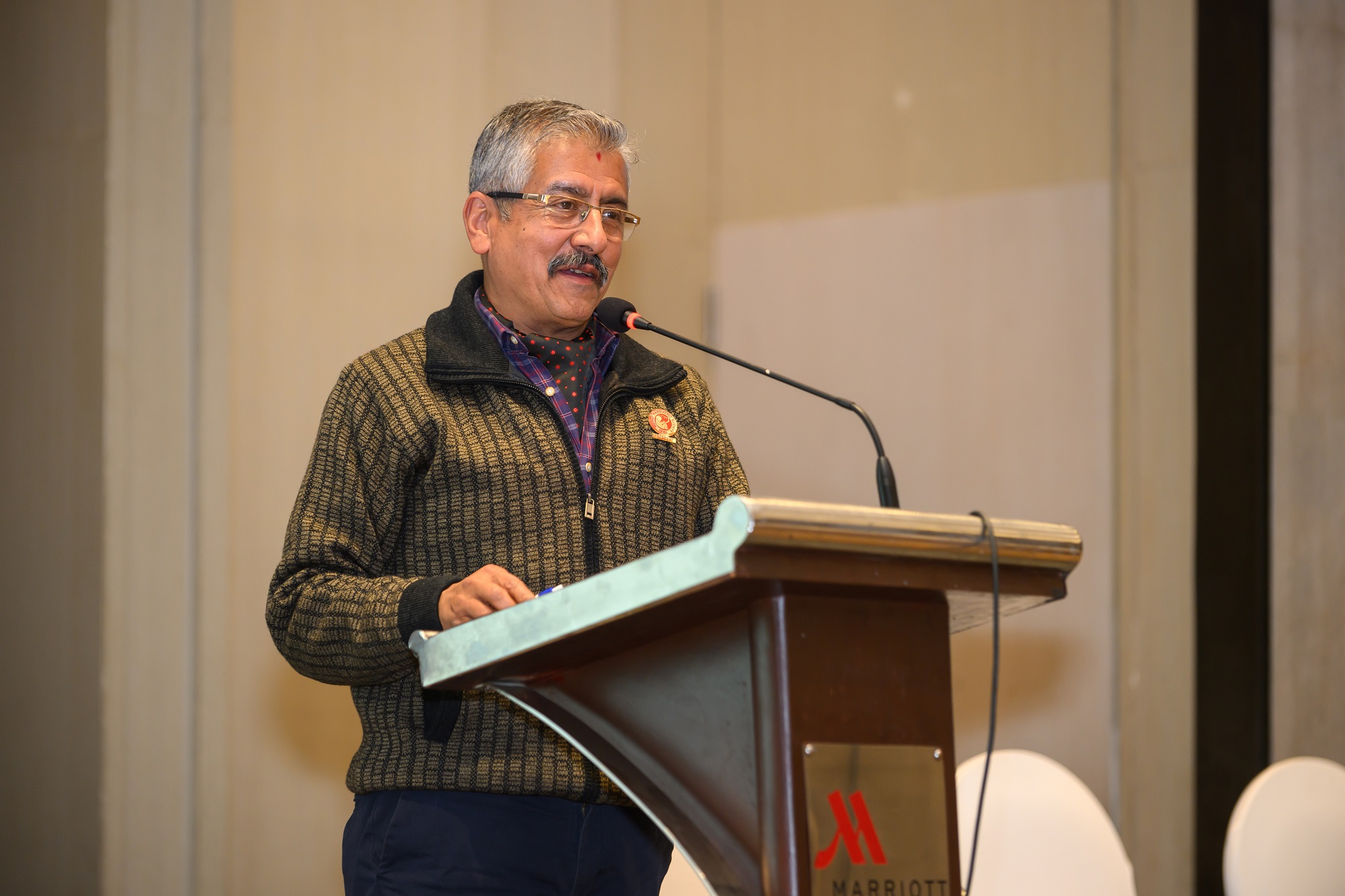 Dr Arun Neopane, President of Nepal Pediatric Society, providing their remarks at the programme.