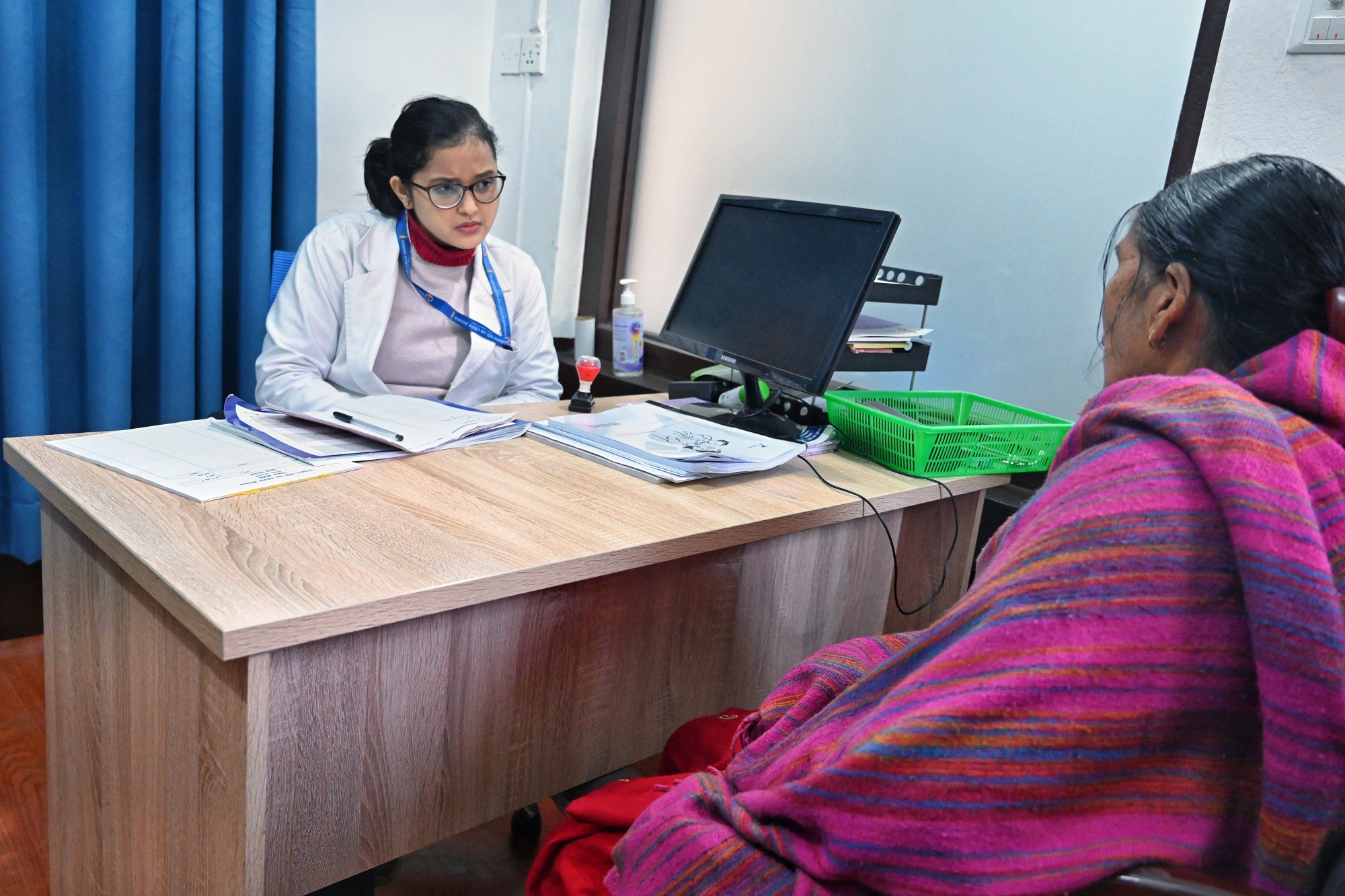 Dr Pratistha Ghimire, the appointed psychiatrist at the Mental Health Outpatient Unit in Paropakar Maternity and Women’s Hospital in Nepal, conducting a psychiatric consultation at the unit