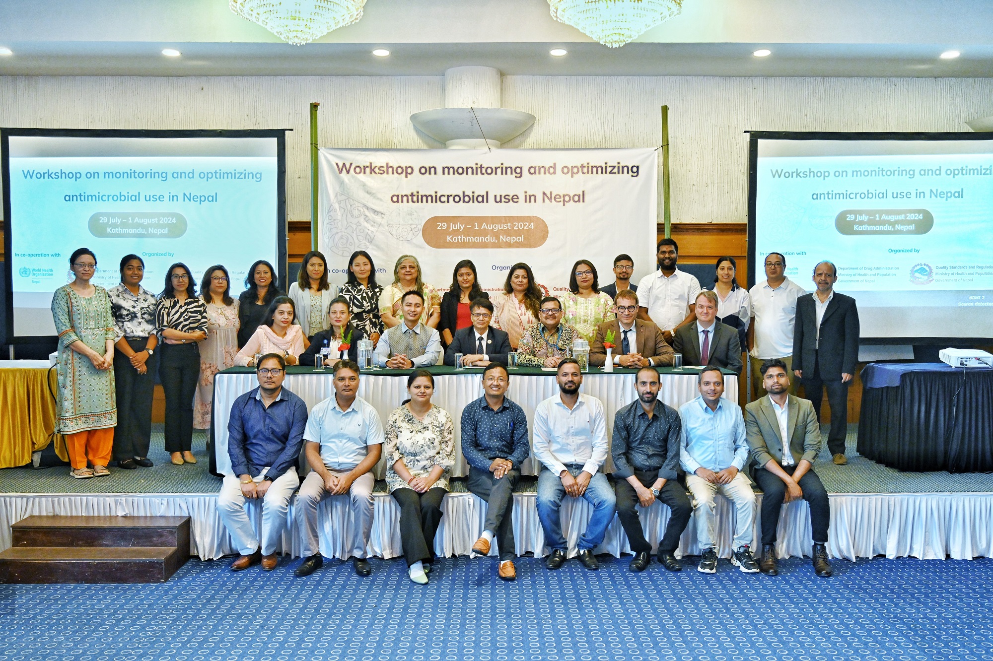 A group photo of the participants from the workshop on monitoring and optimizing antimicrobial use held in Bagmati province, Nepal