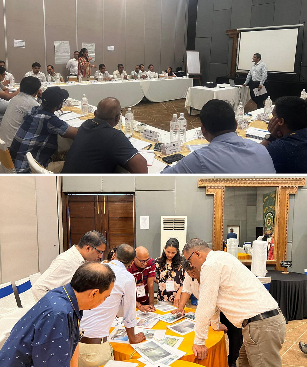 A collage featuring discussions and group work from participants during the Hospital Preparedness for Emergencies (HOPE) training held in Lumbini Province, Nepal