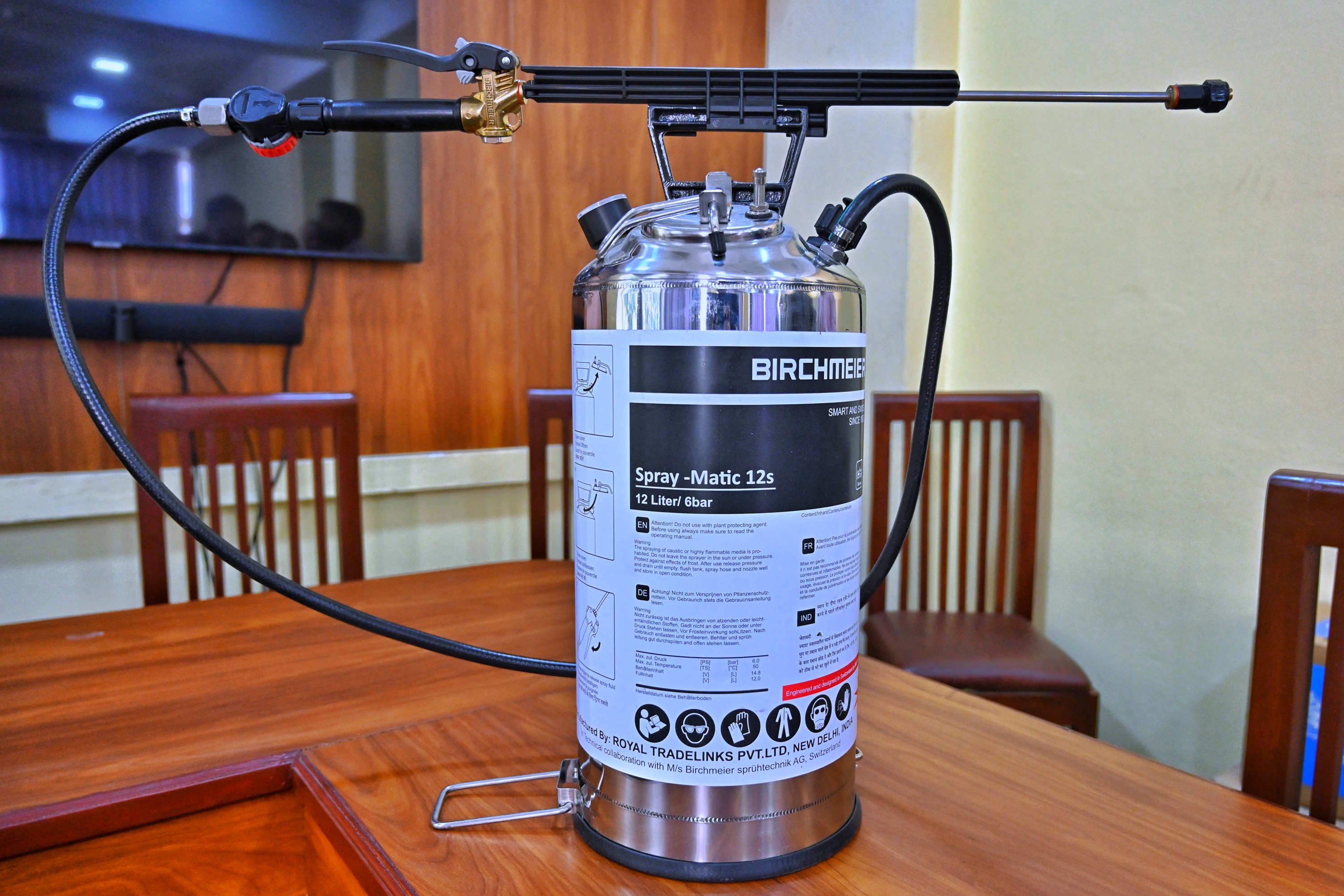 An image of a Indoor residual spraying (IRS) pump to be handed over by WHO to Nepal’s Ministry of Health and Population
